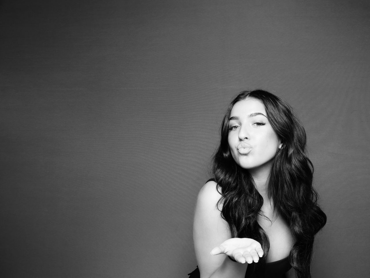 Glam booth setup with black-and-white filter
